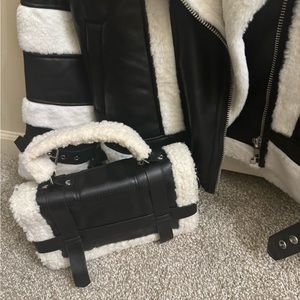 New leather and shearling handbag